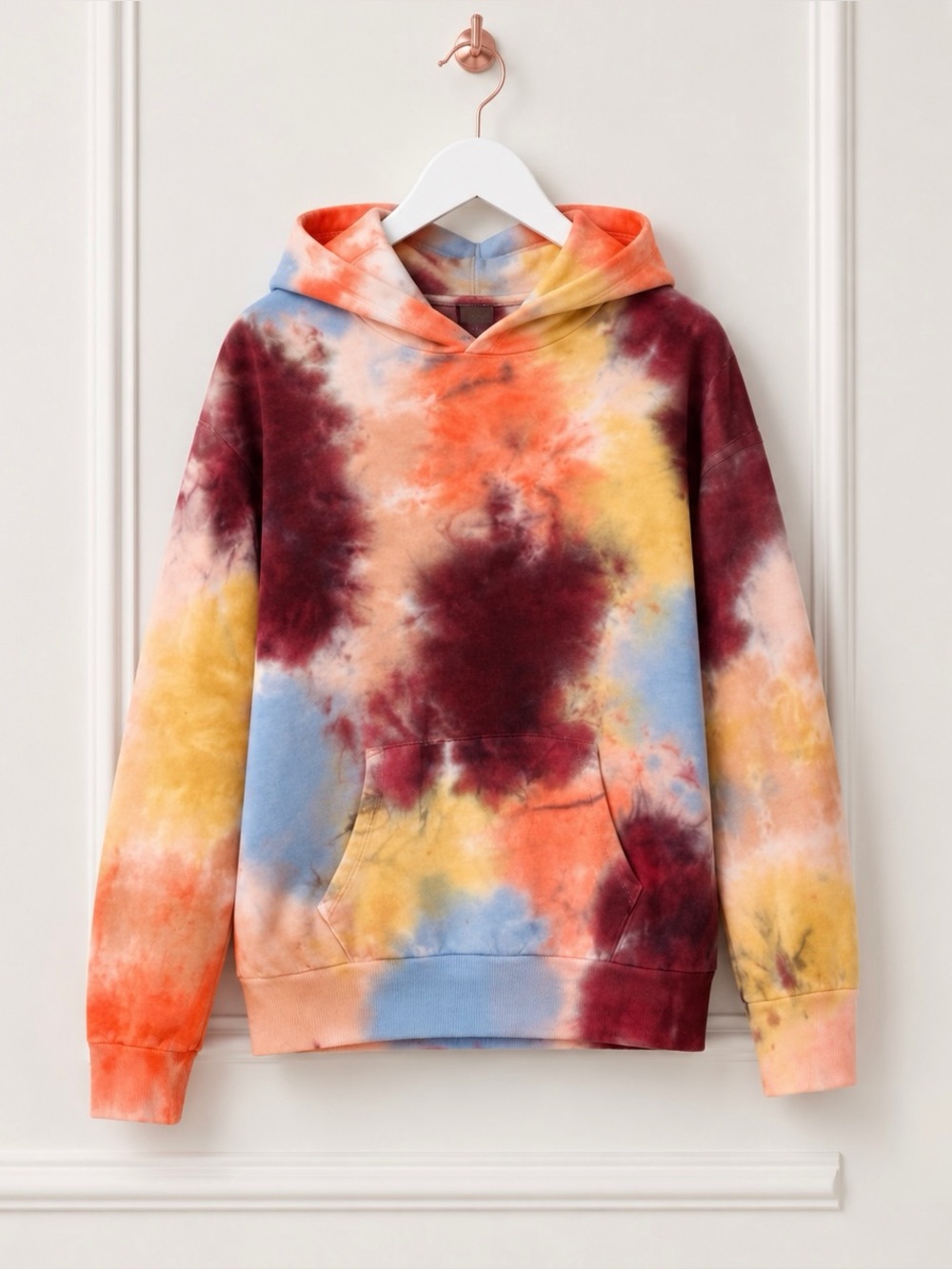 Monrow $168 Womens Small Tie Dye Coral Reef Pullover Lounge Hoodie Sweatshirt